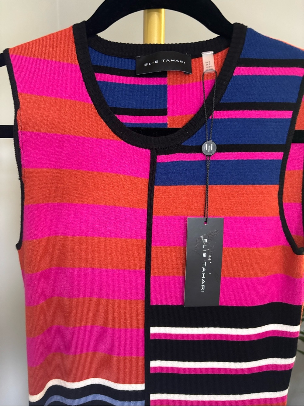 Elie Tahari Selina Stripe Sheath Dress in Pink, Blue & Black - Picture 6 of 16